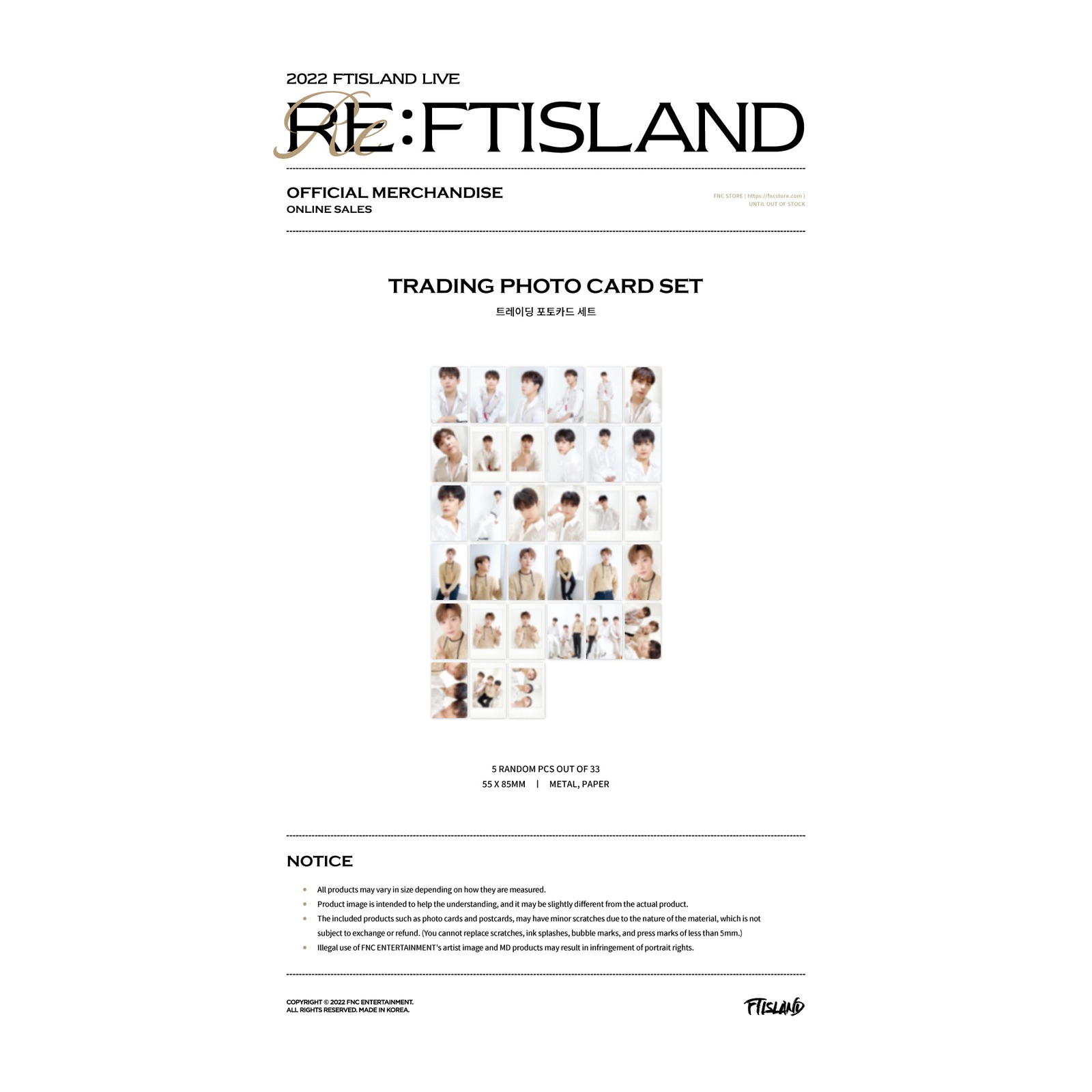 FTISLAND LIVE RE : FTISLAND Official Merchandise Trading Photo Card Set — Product image